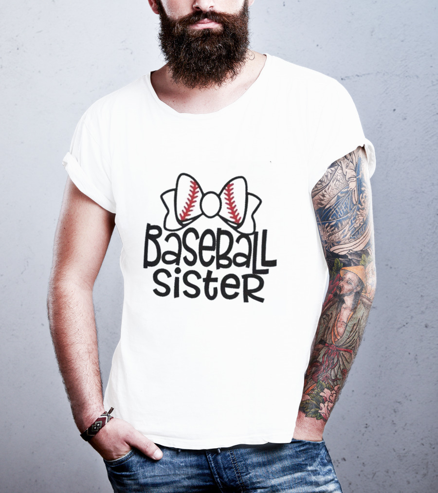 Baseball Sister With Baseball-Themed Bow T-Shirt