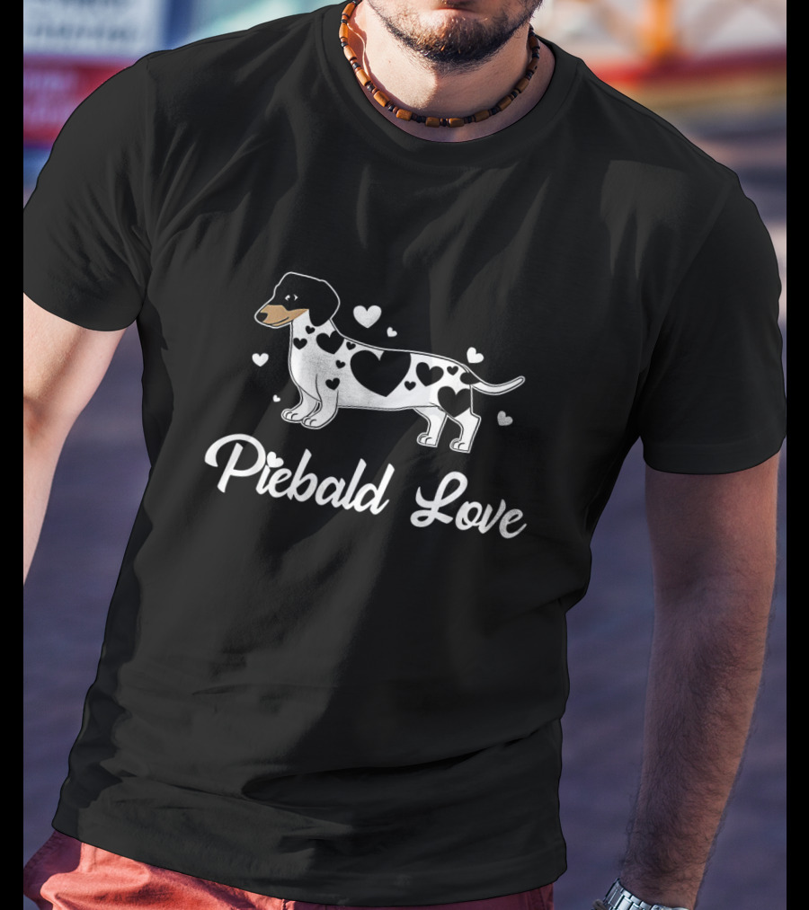 Piebald Love Wiener Dog Heart Design For Puppy Lovers T-Shirt
