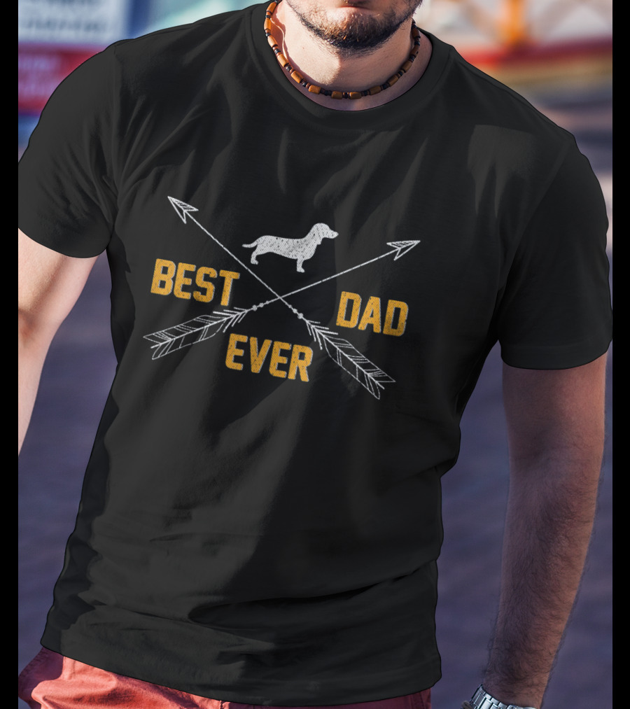 Best Dachshund Dog Dad Ever Vintage Style Arrows T-Shirt