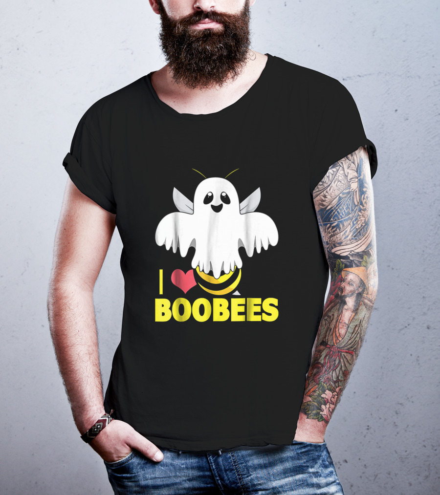 I Heart Boo Bees Funny Halloween Costume Bee And Ghost Mashup T-Shirt