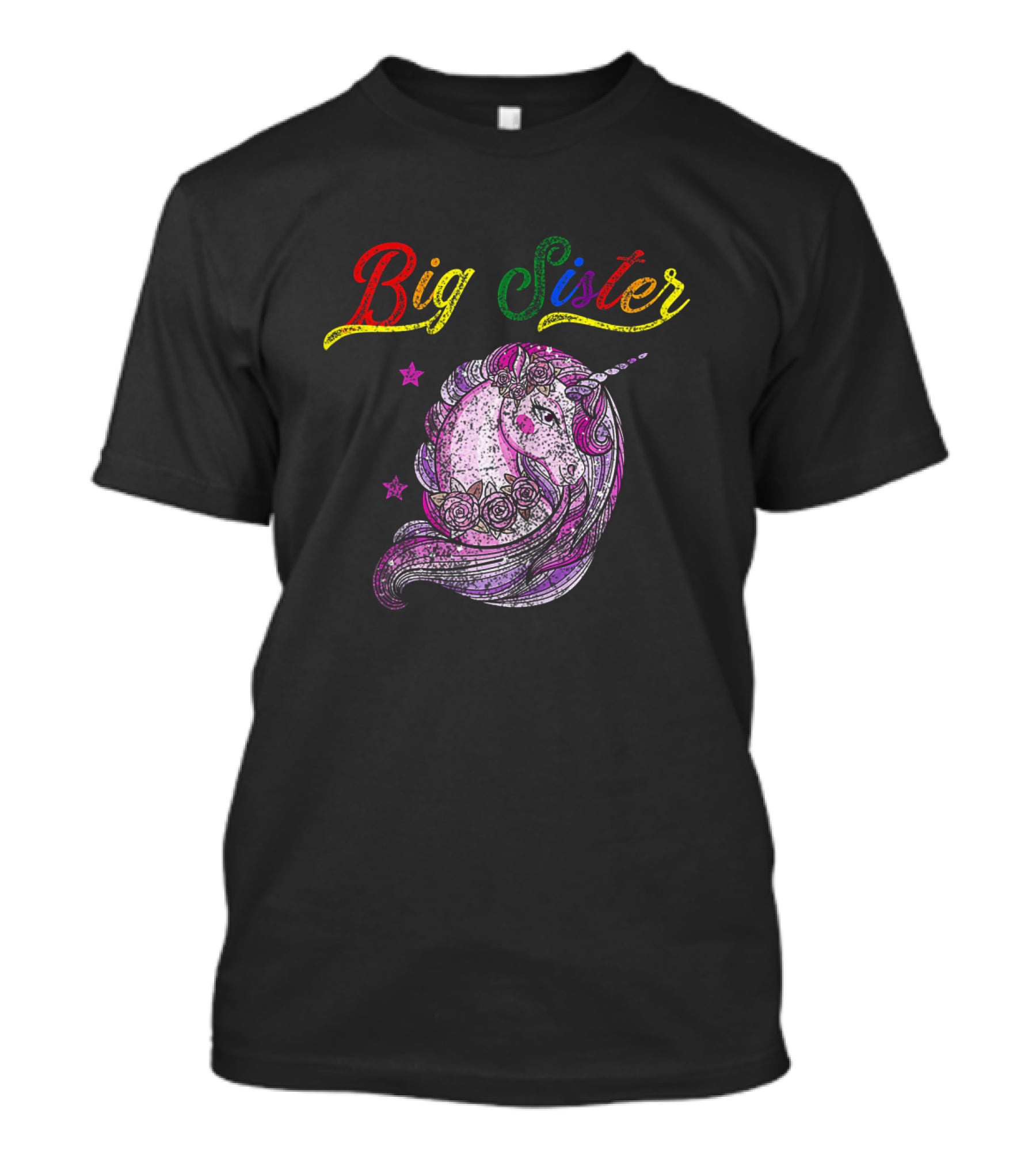 Big Sister Unicorn Colorful Magenta Girl T-Shirt