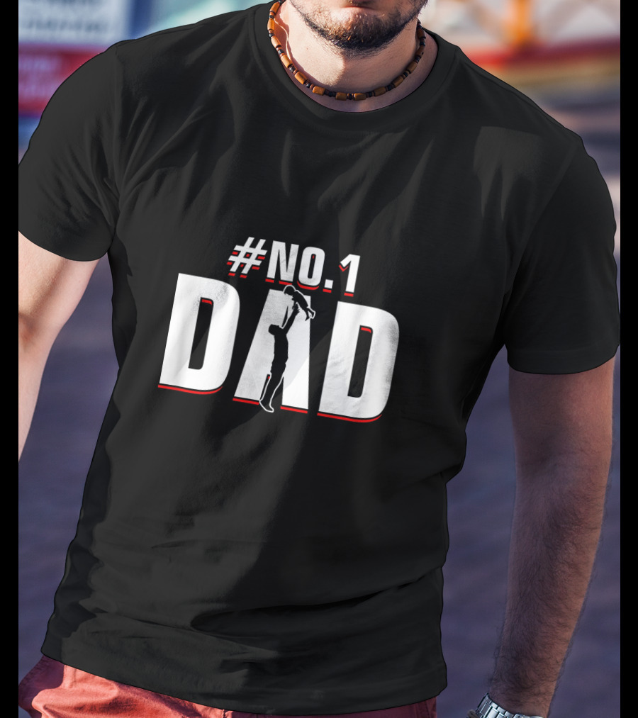 Father's Day No. 1 Dad Silhouette With Child Appreciation T-Shirt