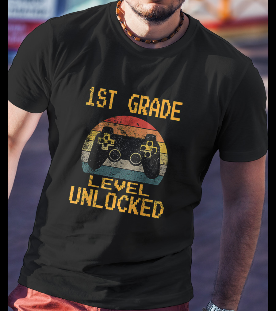1st Grade Level Unlocked Gamer Controller First Day Of School T-Shirt