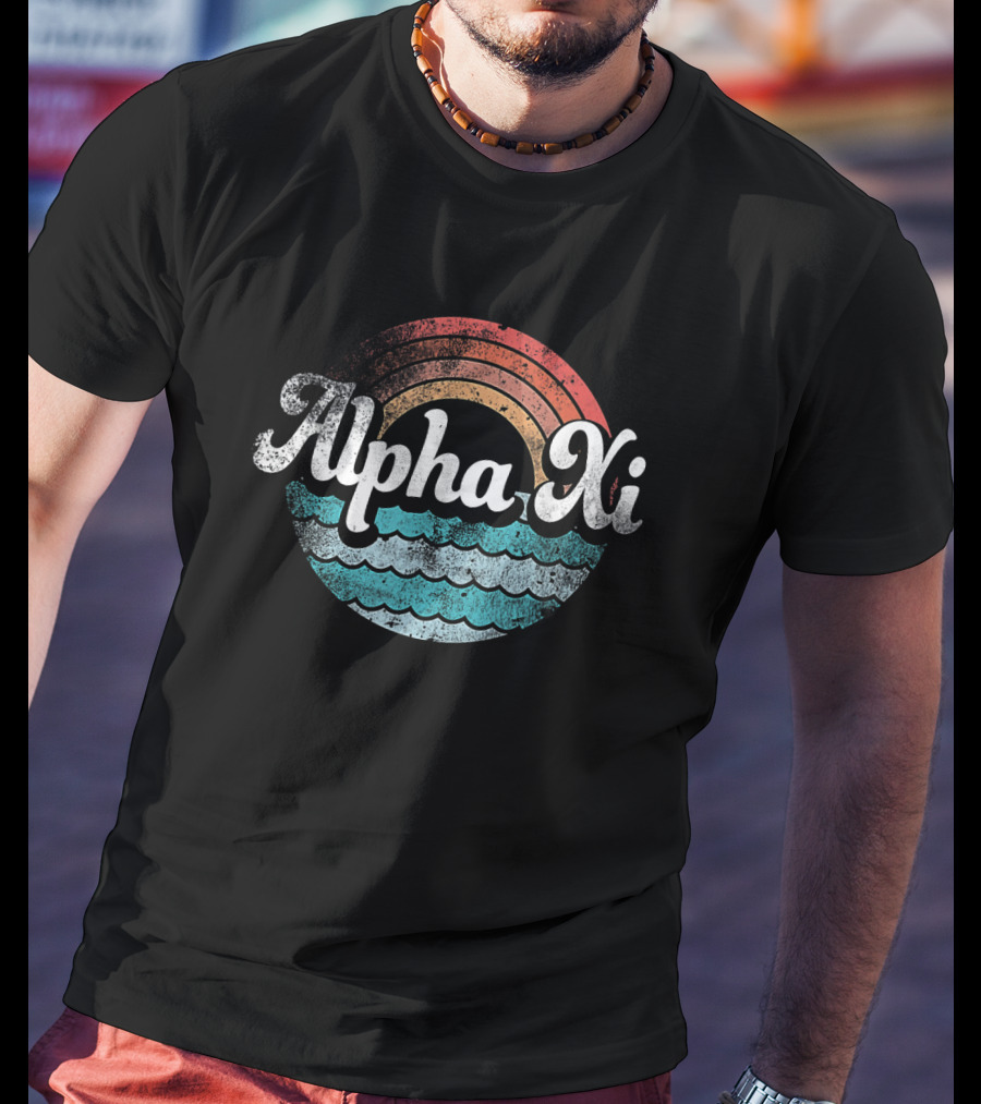Alpha Xi Delta Retro Beach Waves Design For Sorority Pledge Rush Or Alumnae T-Shirt