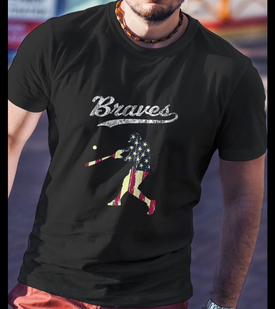 Braves Vintage USA Flag Baseball T-Shirt