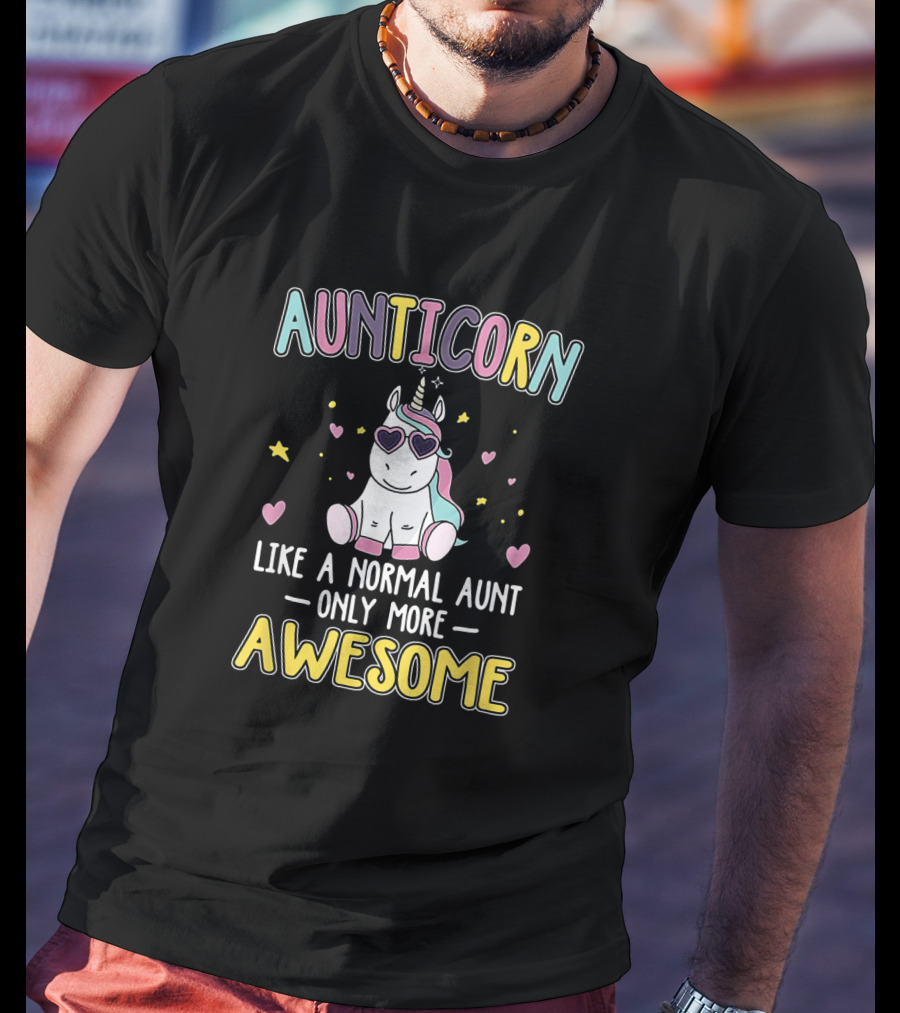 Aunticorn Like A Normal Aunt Only More Awesome Dabbing Unicorn Hearts And Stars T-Shirt