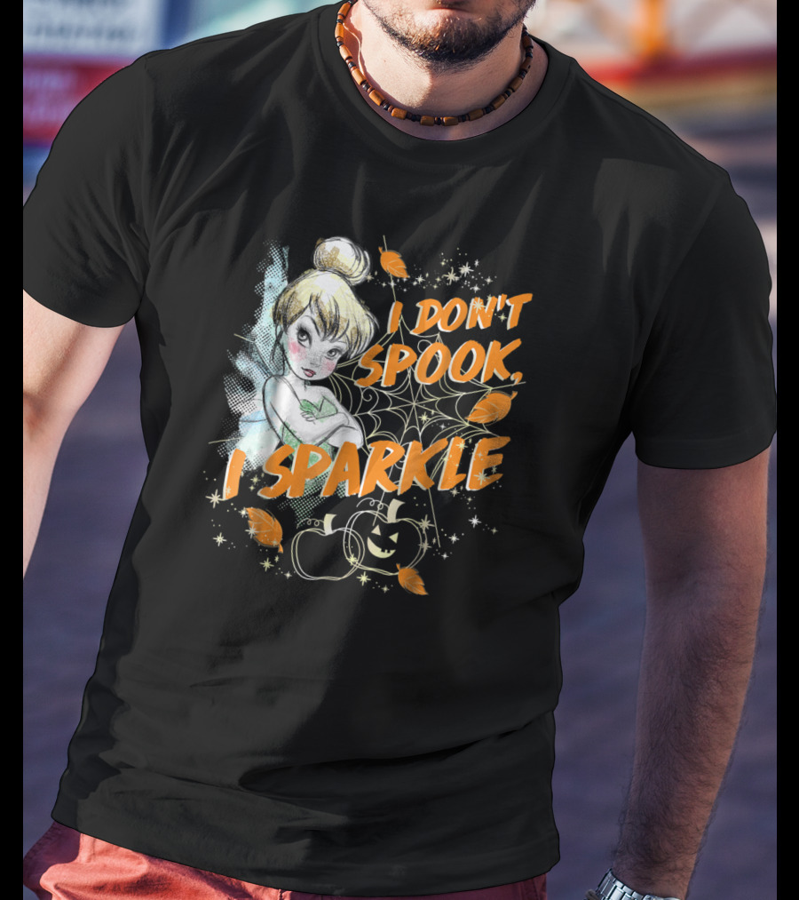 Tinkerbell I Don't Spook I Sparkle Halloween Pumpkin Leaves T-Shirt