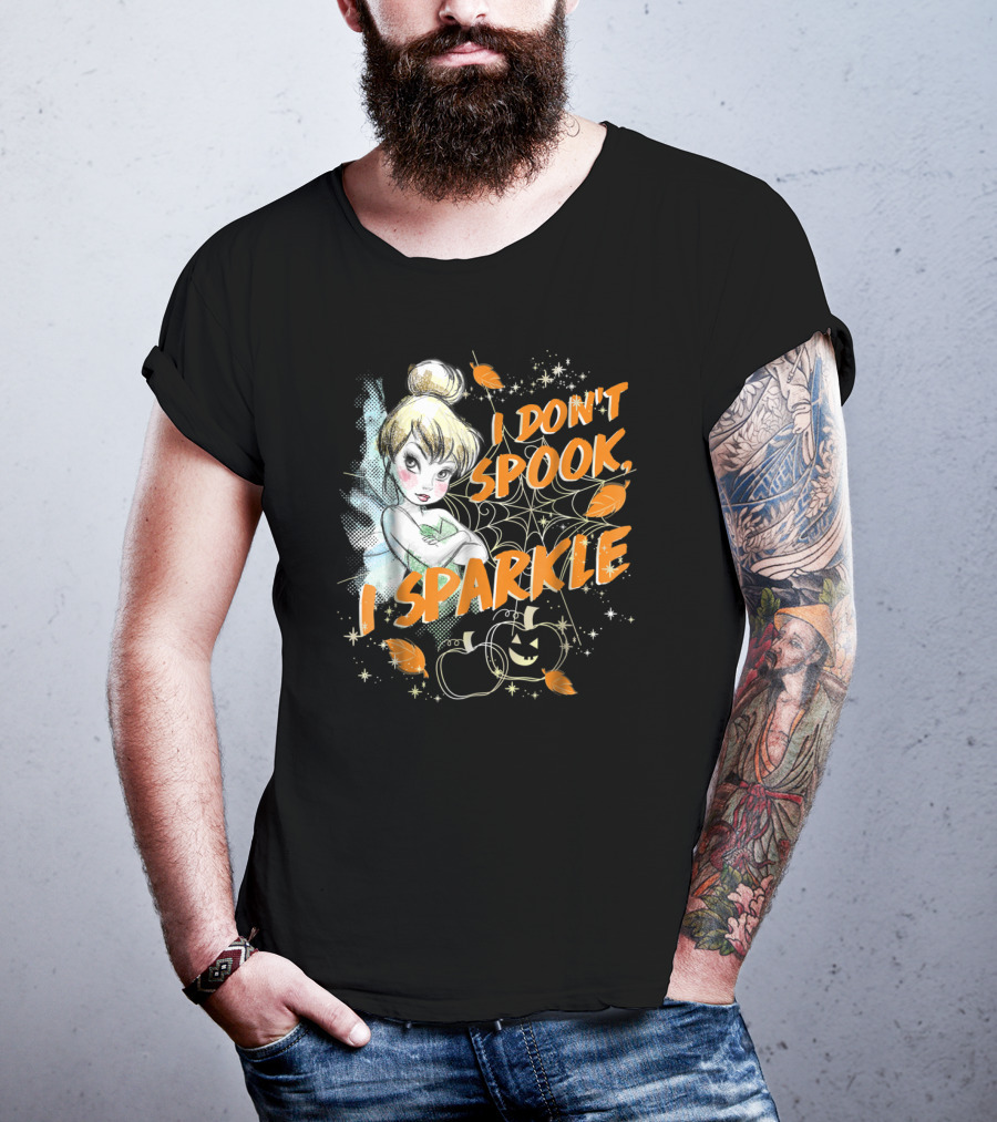 Tinkerbell I Don't Spook I Sparkle Halloween Pumpkin Leaves T-Shirt