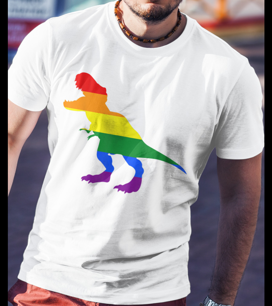 Dino Pride Rainbow Flag LBGT T-Rex Pride Month T-Shirt