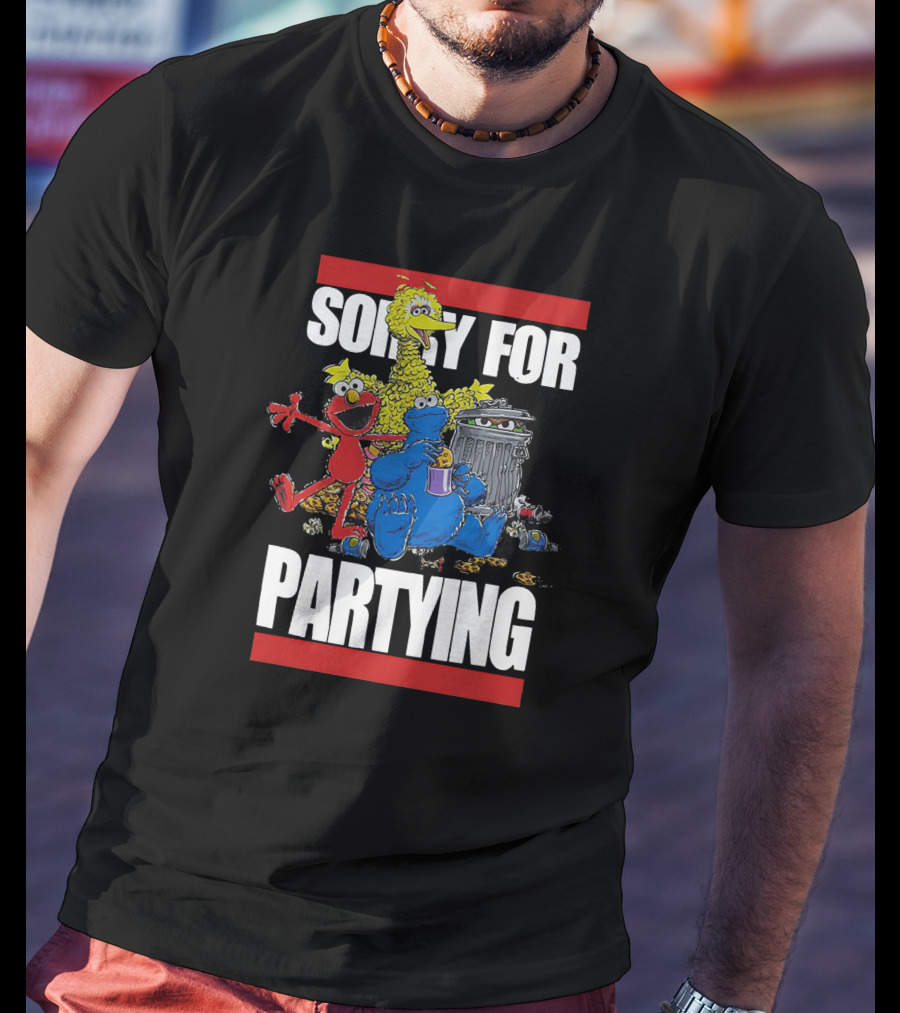Sorry For Partying With Playful Characters And Big Yellow Bird T-Shirt