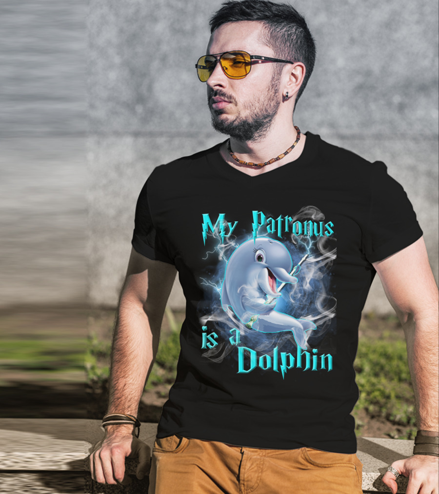 My Patronus Is A Dolphin Magic Parody Lightning T-Shirt
