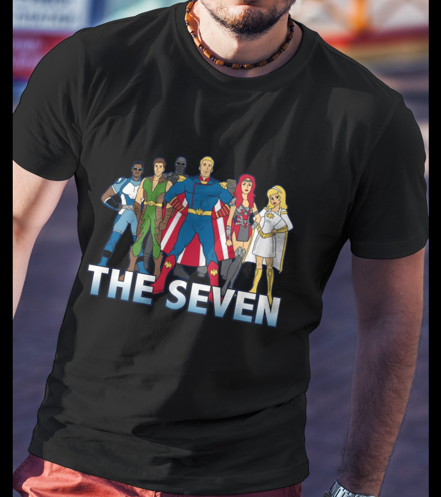 The Seven Cartoon Parody Superhero Team Art Ript Crossover T-Shirt
