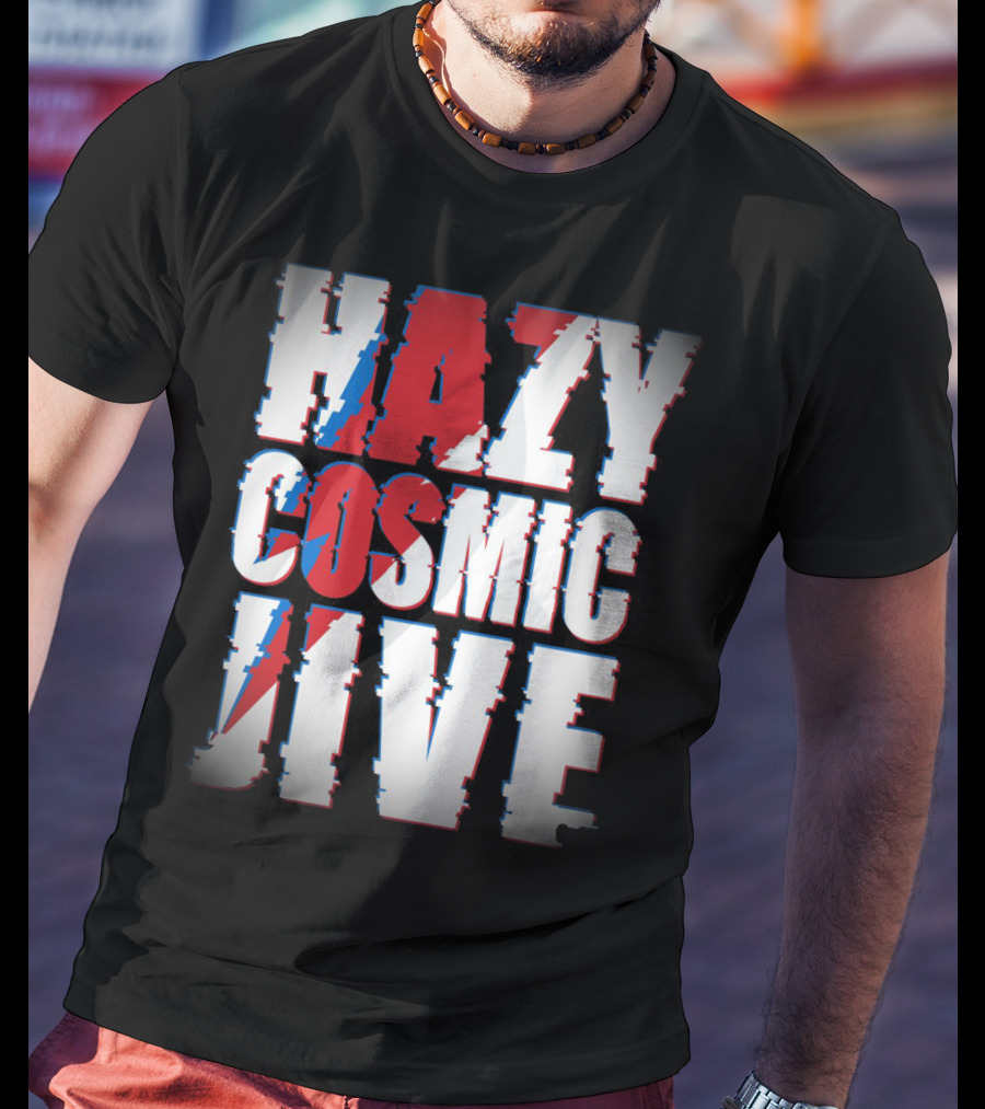 Hazy Cosmic Jive Ziggy Stardust Style Lightning Bolt T-Shirt