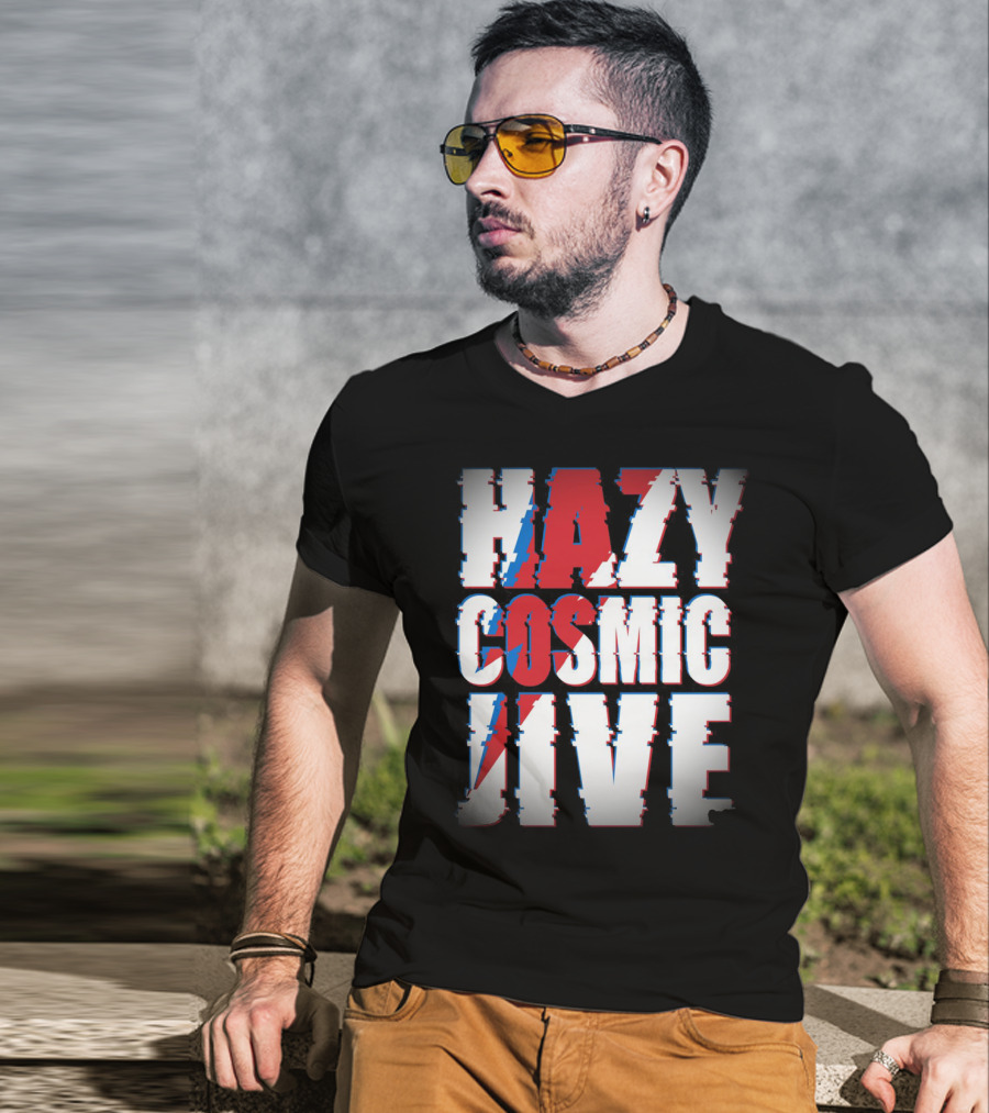 Hazy Cosmic Jive Ziggy Stardust Style Lightning Bolt T-Shirt