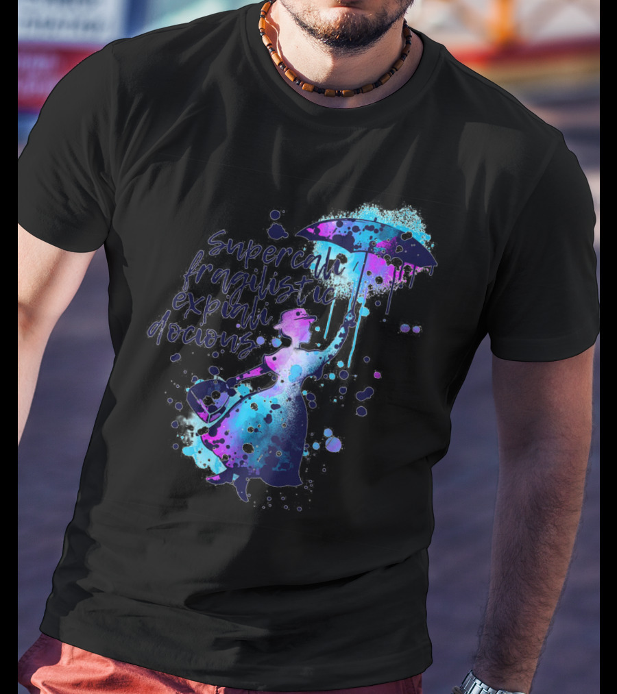 Supercalifragilisticexpialidocious Mary Watercolor Umbrella T-Shirt