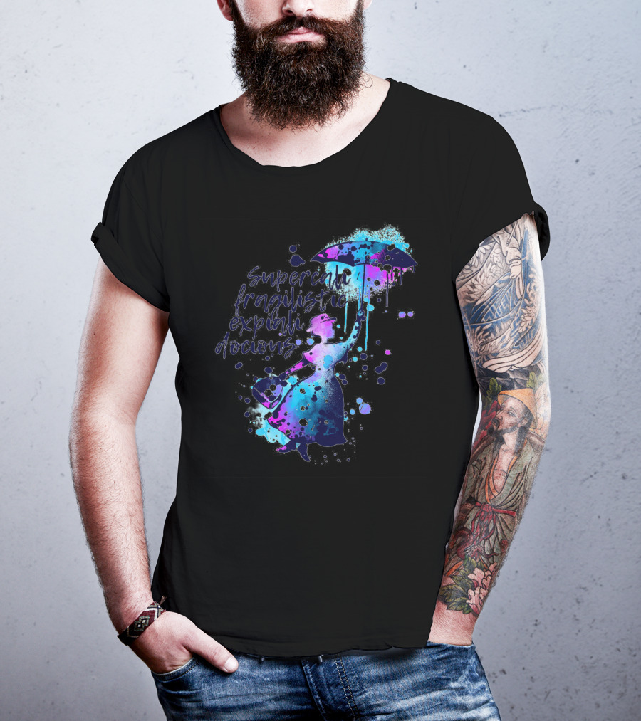 Supercalifragilisticexpialidocious Mary Watercolor Umbrella T-Shirt