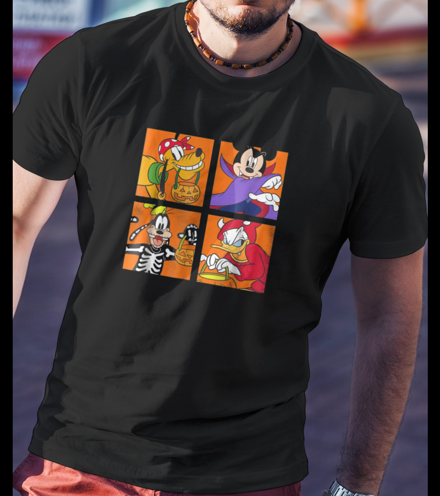 Disney Mickey Mouse And Friends Halloween Costumes Mickey Pluto Donald Goofy T-Shirt