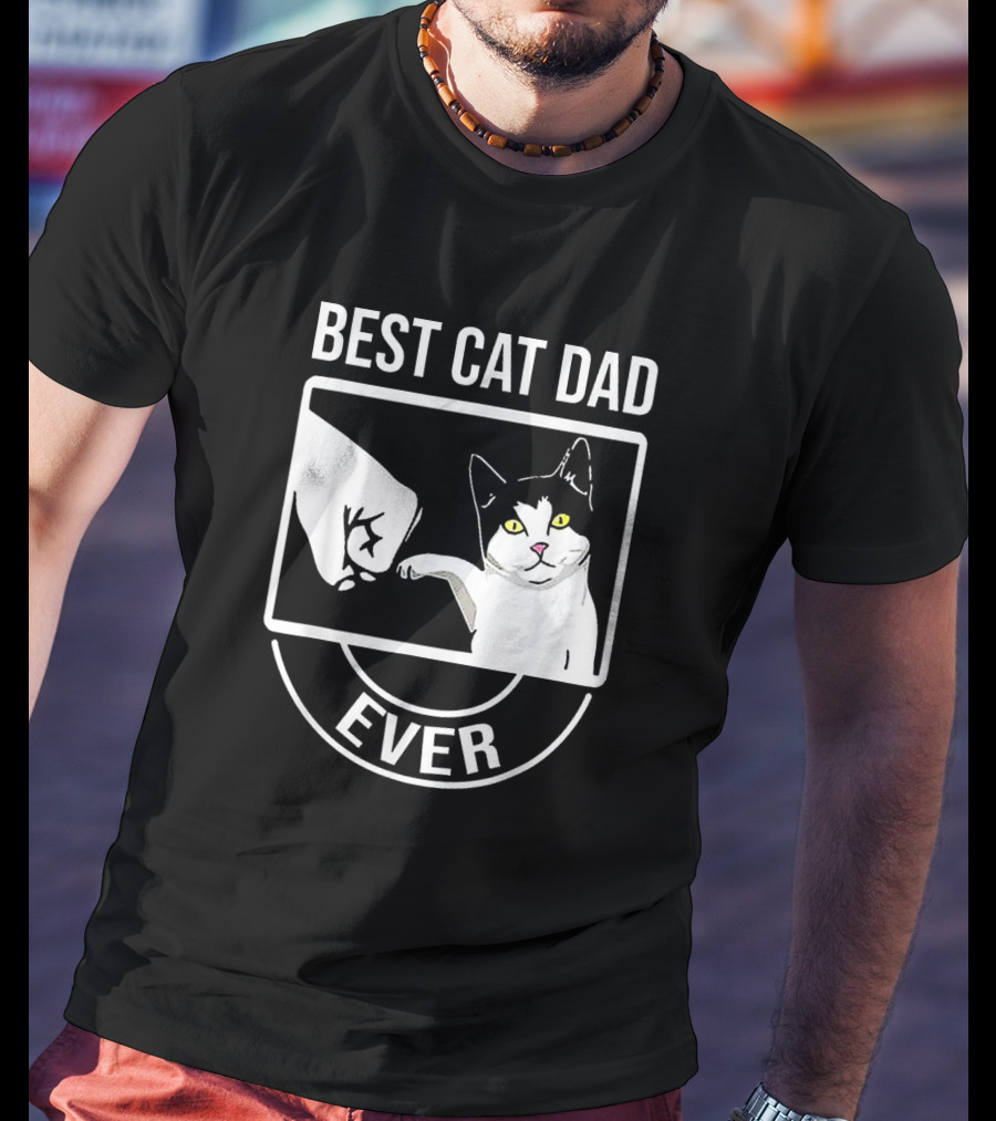 Best Cat Dad Ever Funny Kitten Fist Bump T-Shirt