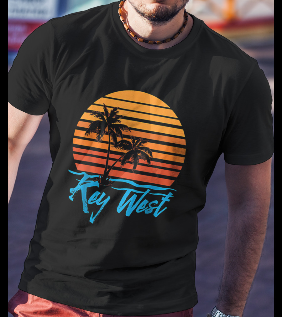 Key West Sunset Palm Trees Beach Vacation Tourist Retro Tropical T-Shirt