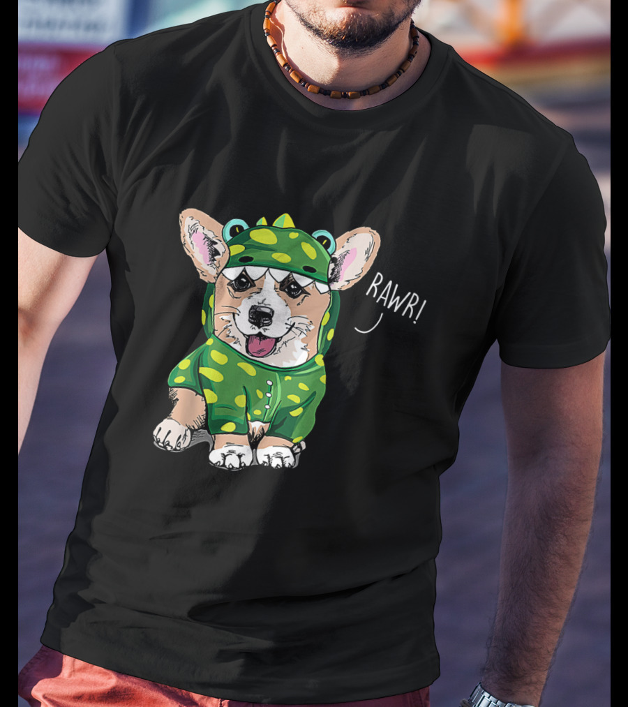 Rawr Welsh Corgi Dressed As Dinosaur Costume Rex T-Shirt