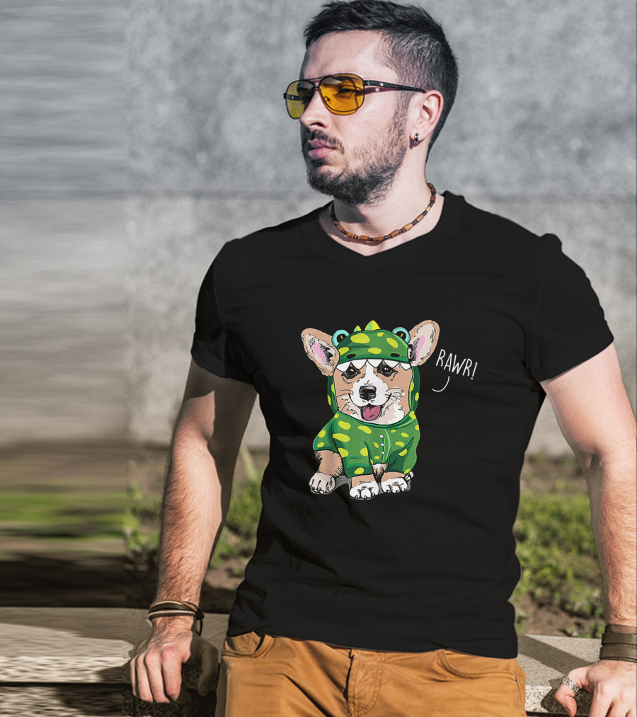 Rawr Welsh Corgi Dressed As Dinosaur Costume Rex T-Shirt