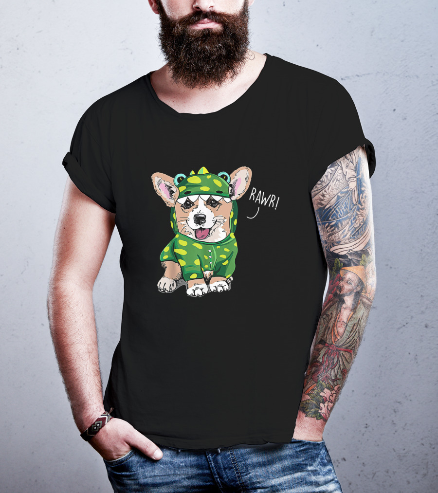 Rawr Welsh Corgi Dressed As Dinosaur Costume Rex T-Shirt