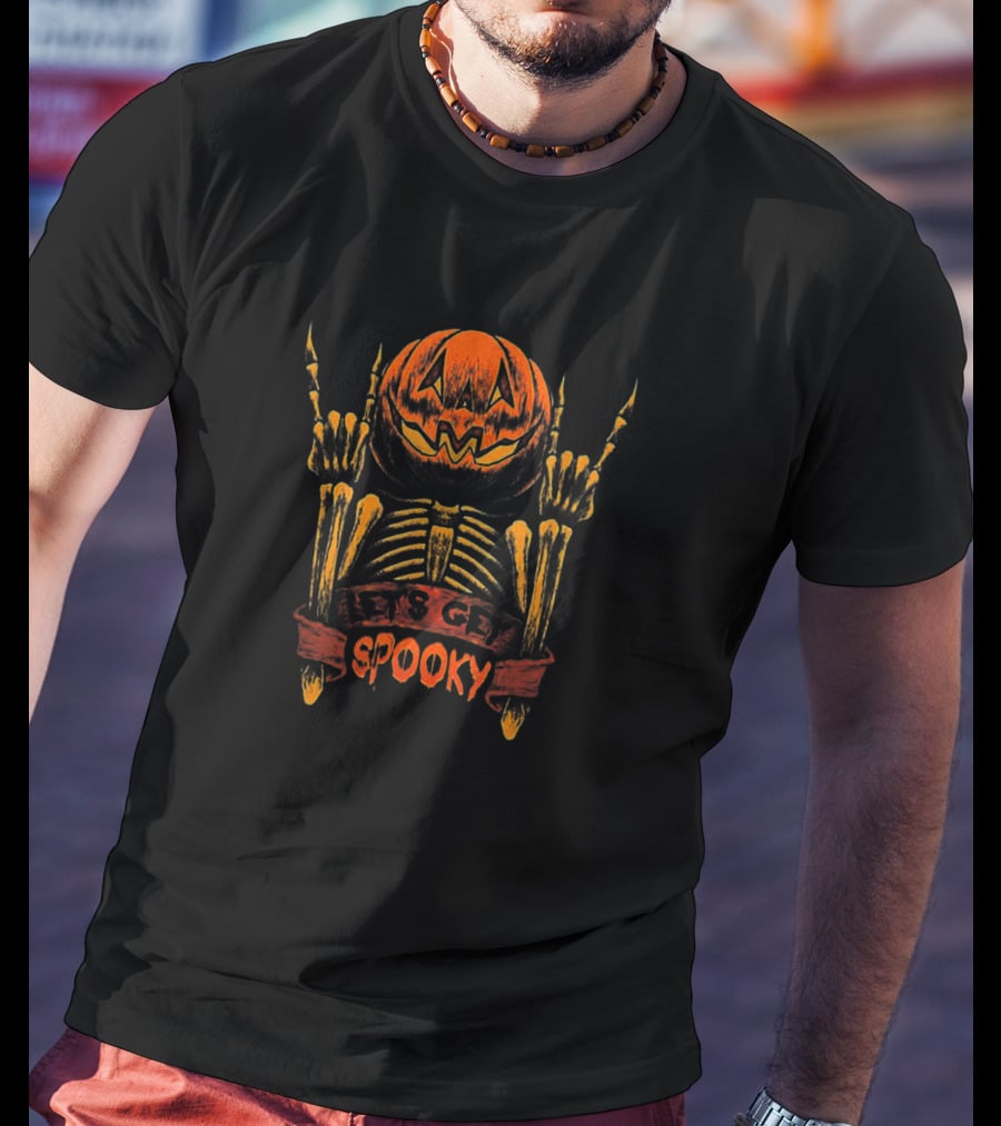 Spooky Pumpkin Skeleton Let's Get Smashed Halloween T-Shirt