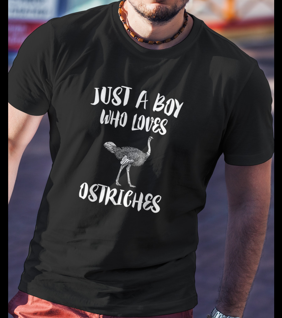 Just A Boy Who Loves Ostriches Animal Enthusiast T-Shirt