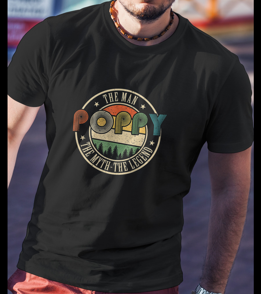 Poppy The Man The Myth The Legend Vintage Sunset Forest T-Shirt