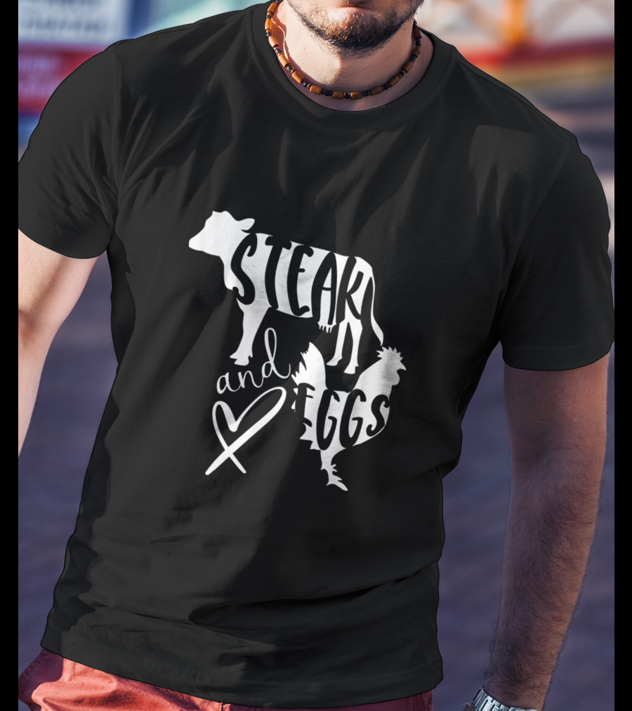 Steak And Eggs Funny Keto Low Carb Cow And Chicken T-Shirt