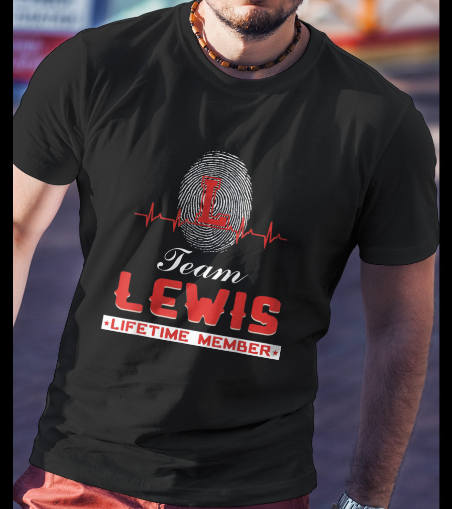 Team Lewis Lifetime Member Fingerprint Heartbeat T-Shirt