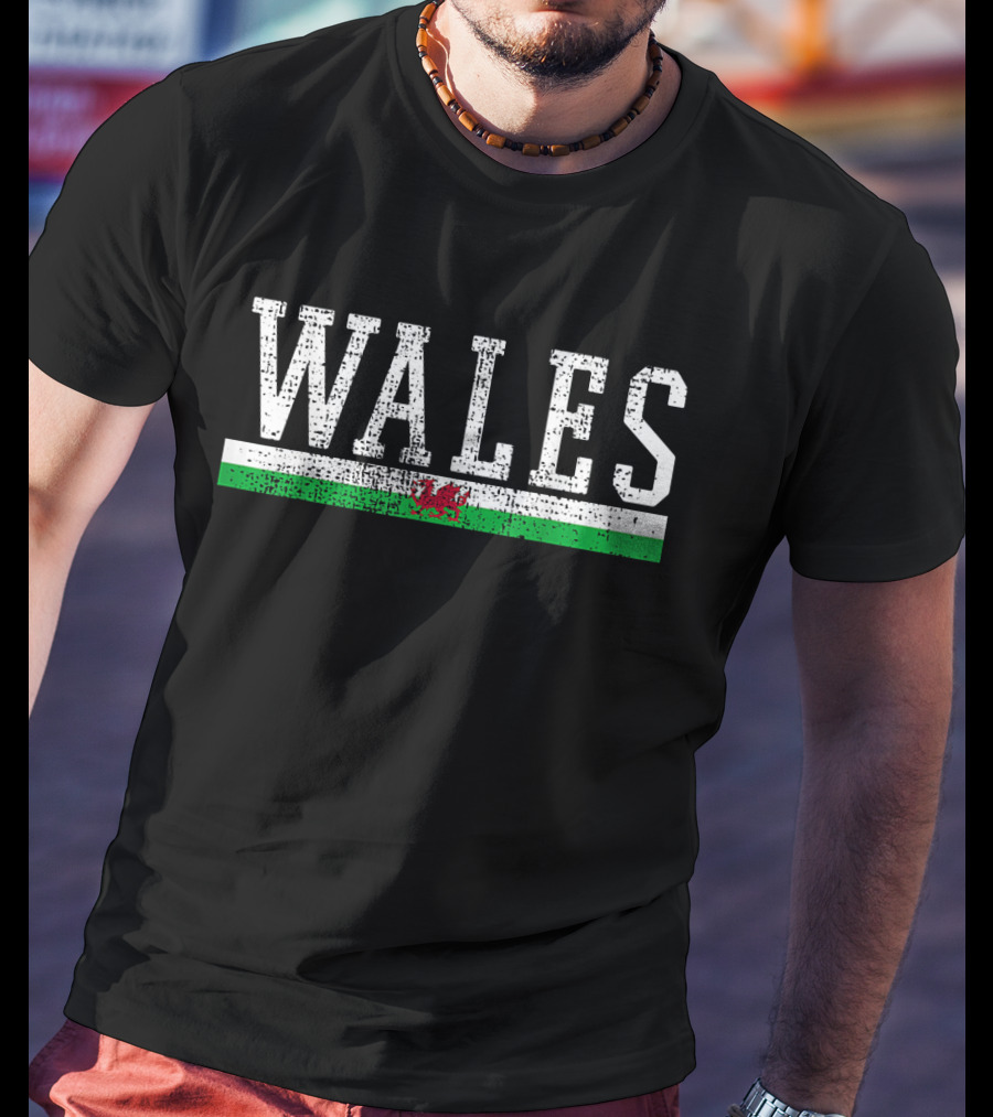 Wales Flag Vintage Distressed Design With Dragon Emblem T-Shirt