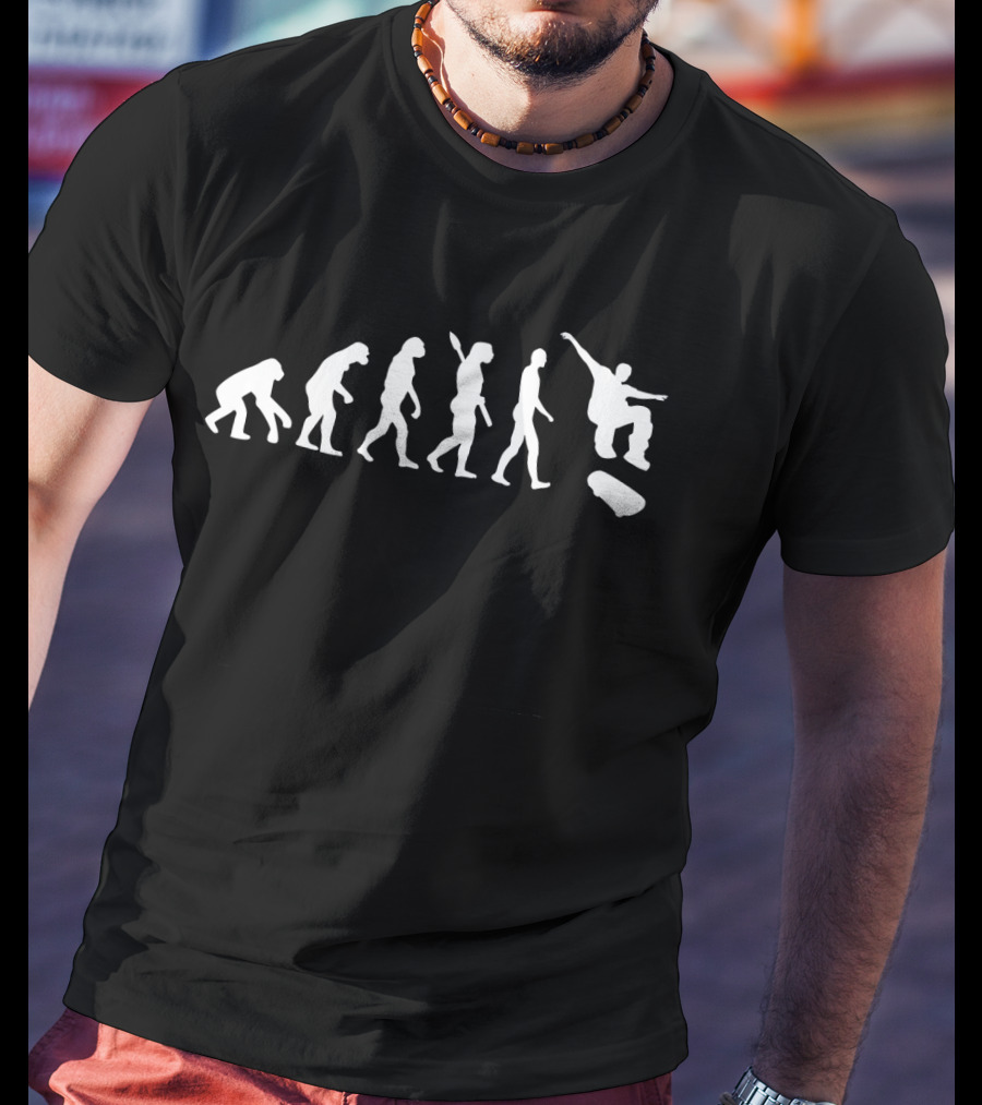 Evolution Skateboarding Silhouette Progression With Skater Jump T-Shirt