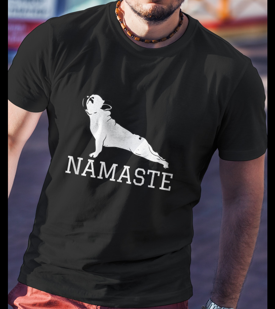 Namaste French Bulldog Yoga Pose Humor T-Shirt