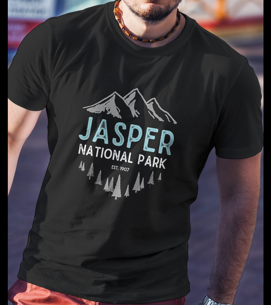Jasper National Park Est 1907 Vintage Canadian Park Mountains And Trees T-Shirt