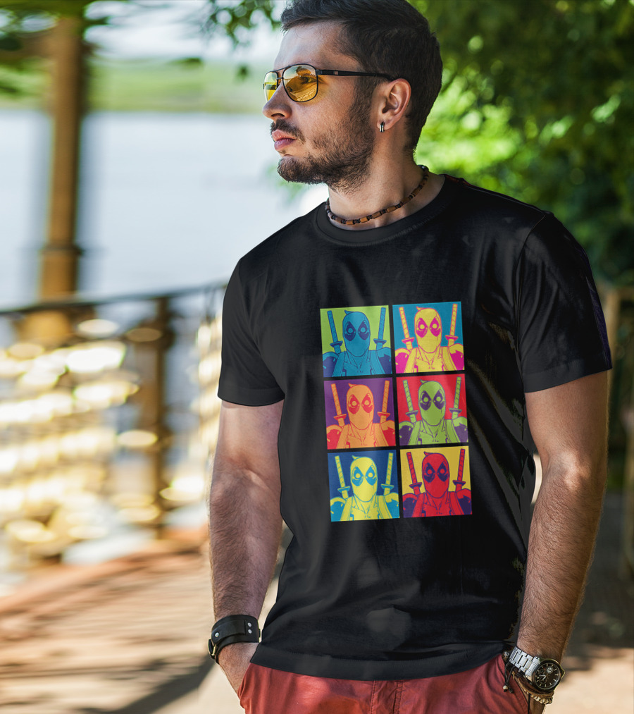 Marvel Deadpool Pop Art Colorful Square Box Repeat T-Shirt