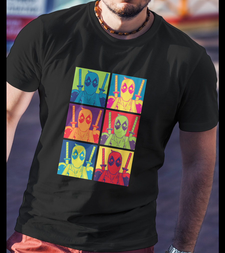 Marvel Deadpool Pop Art Colorful Square Box Repeat T-Shirt