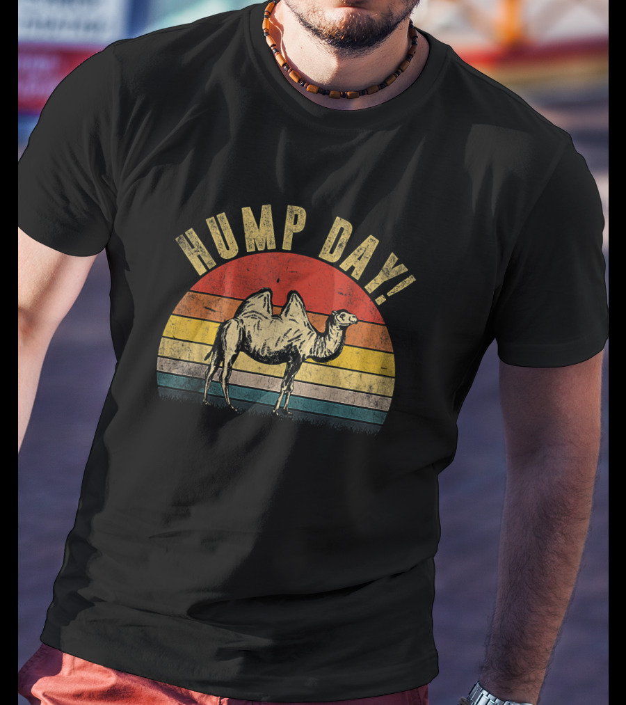 Hump Day Camel Retro Vintage Sunset Stripes T-Shirt