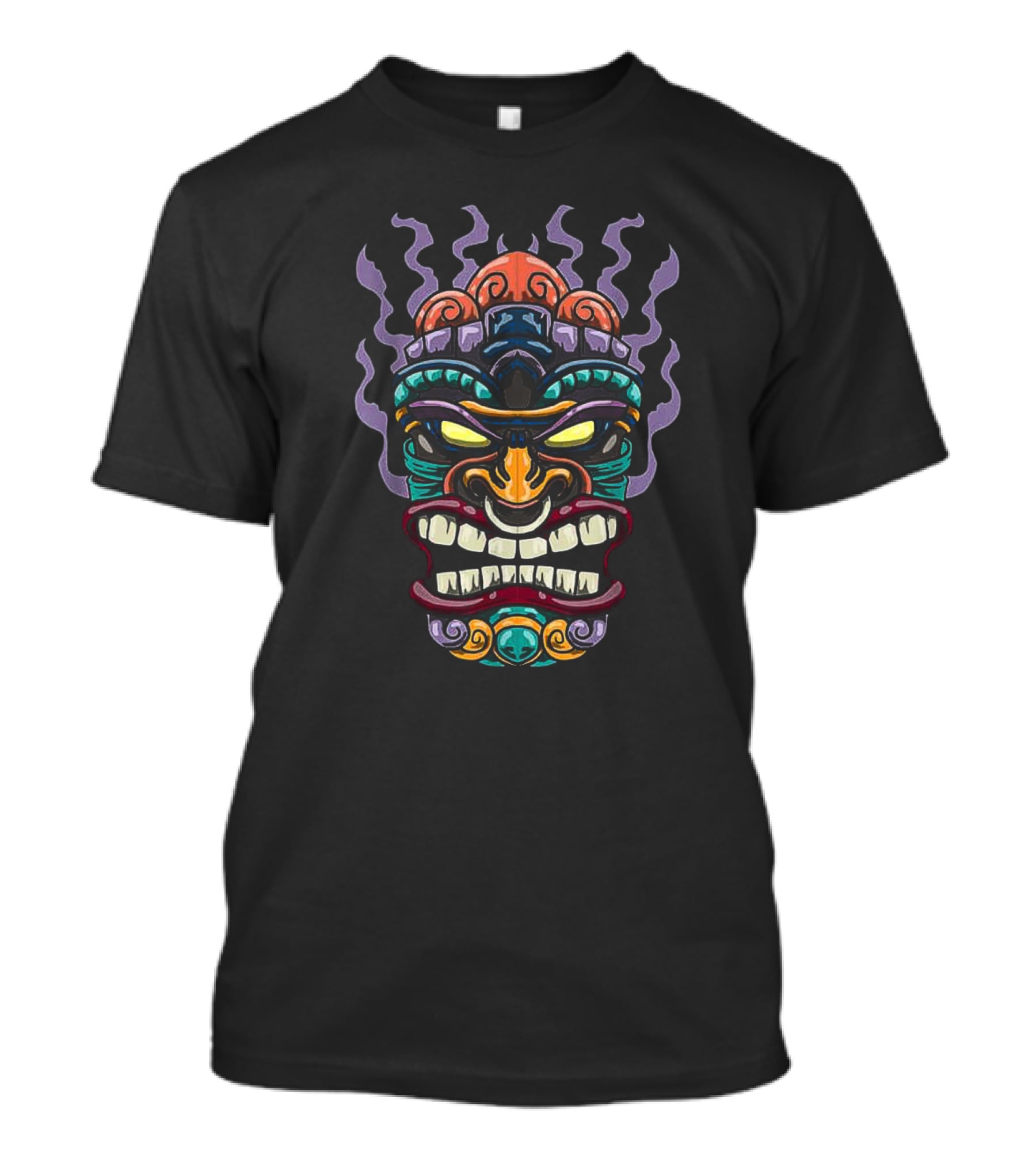 Tiki Totem Mask Hawaiian God Luau Talisman Cool Tribal Mythical T-Shirt