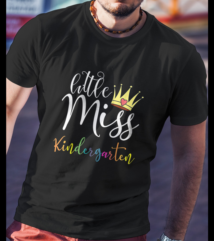 Little Miss Kindergarten Crown Heart First Day Of School Girls T-Shirt
