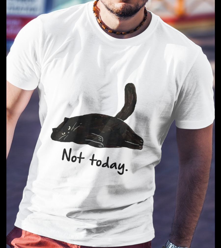 Not Today Black Cat Funny Design For Lazy Cat Lovers T-Shirt