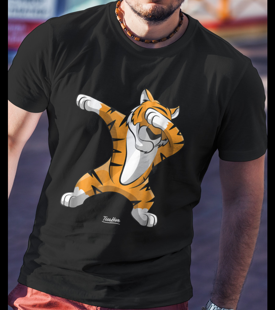 TeesHive Dabbing Tiger Funny Safari Animal Dab Tiger T-Shirt