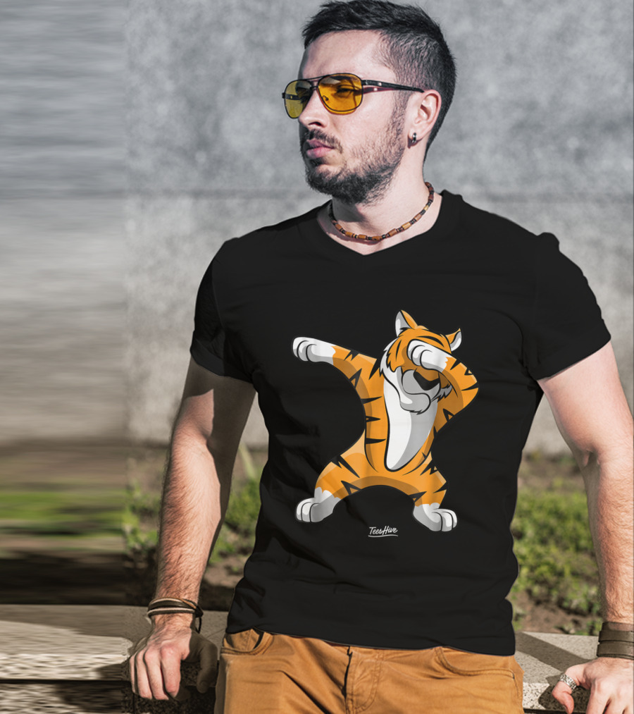 TeesHive Dabbing Tiger Funny Safari Animal Dab Tiger T-Shirt