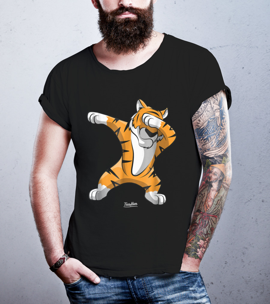TeesHive Dabbing Tiger Funny Safari Animal Dab Tiger T-Shirt