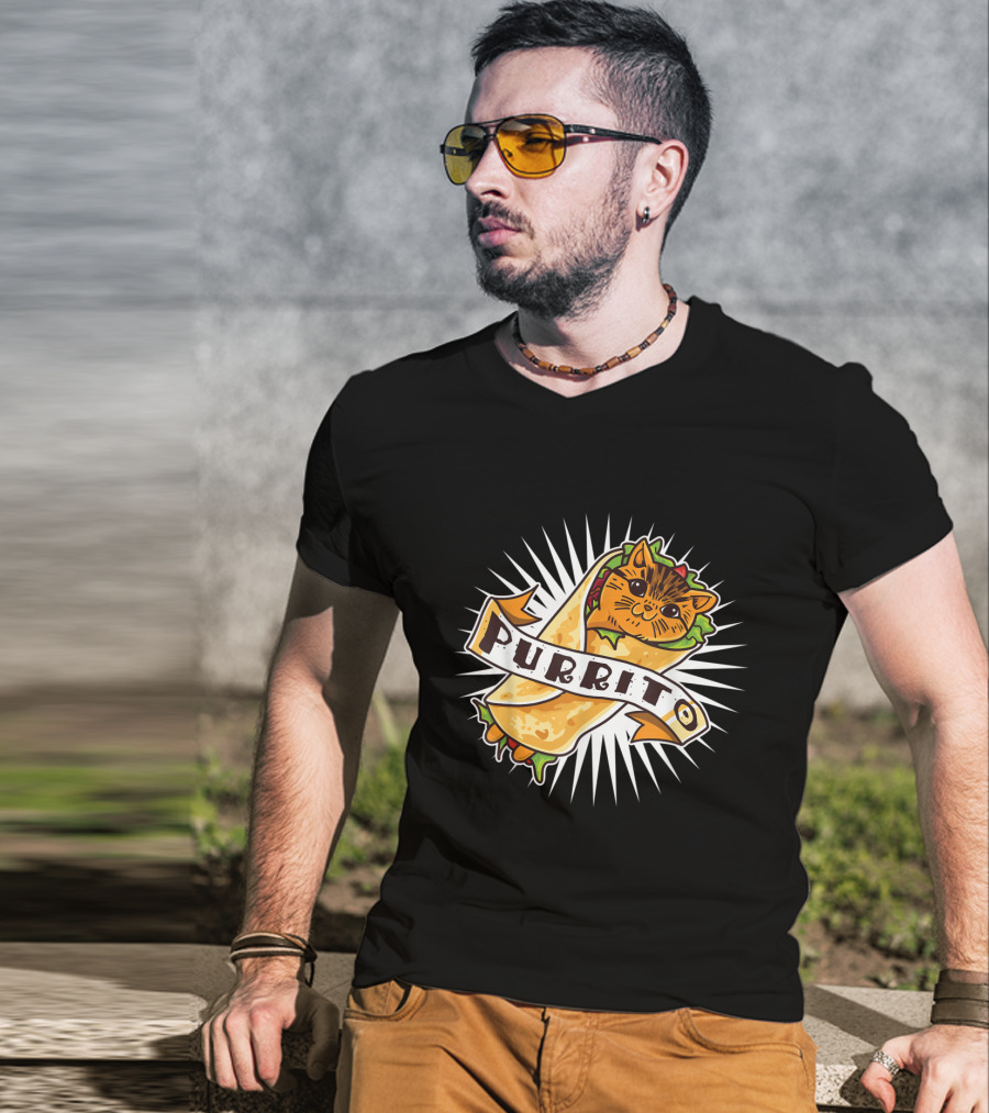 Purrito Funny Kitten Cat Burrito 4 Cat Lovers Delight T-Shirt