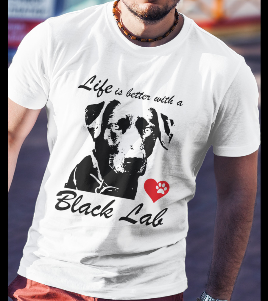 Life Is Better With A Black Lab Heart Paw Prints T-Shirt