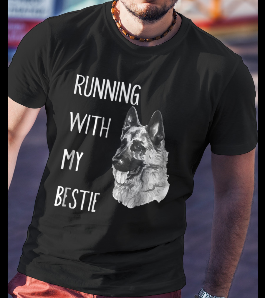 Running With My Bestie German Shepherd Dog For Runners T-Shirt