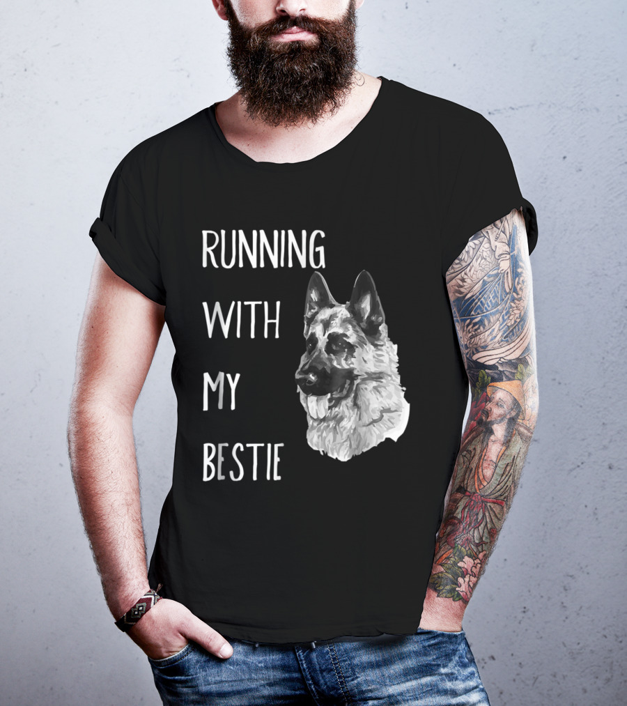 Running With My Bestie German Shepherd Dog For Runners T-Shirt