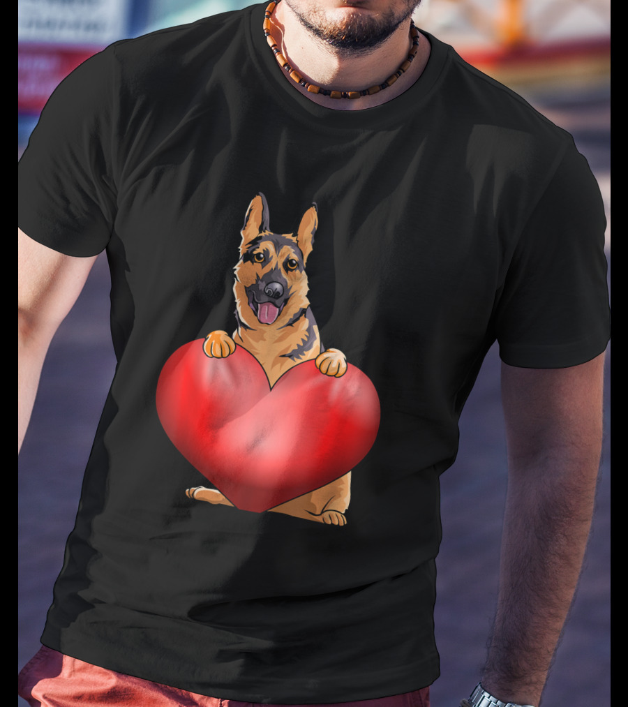 Valentines Day German Shepherd Heart Dog For Women And Men T-Shirt