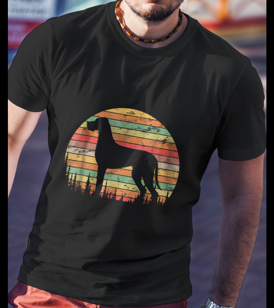 Vintage Retro Great Dane Dog Silhouette For T-Shirt